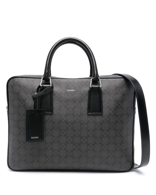 Sandro geometric-pattern print leather briefcase