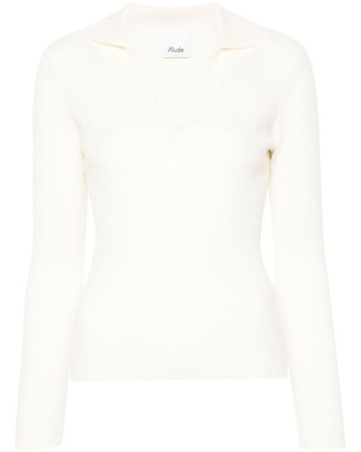 Allude fine-ribbed knitted top