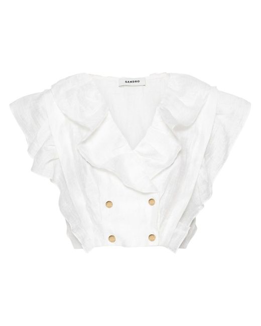 Sandro ruffle-detail cropped top
