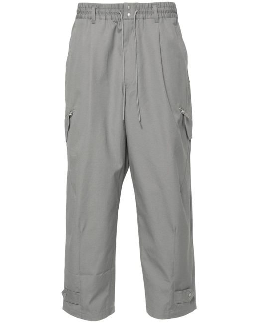 Y-3 logo-print canvas tapered trousers