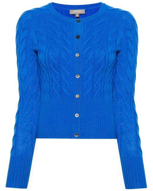 N.Peal Myla cable-knit cashmere cardigan