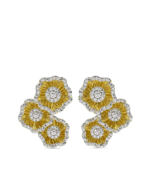 Marchesa 18kt yellow Halo Flower diamond earrings