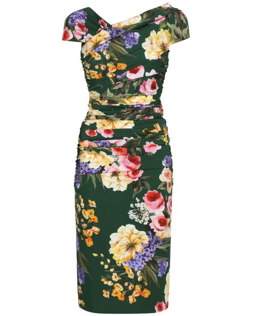 Dolce & Gabbana floral-print ruched midi dress