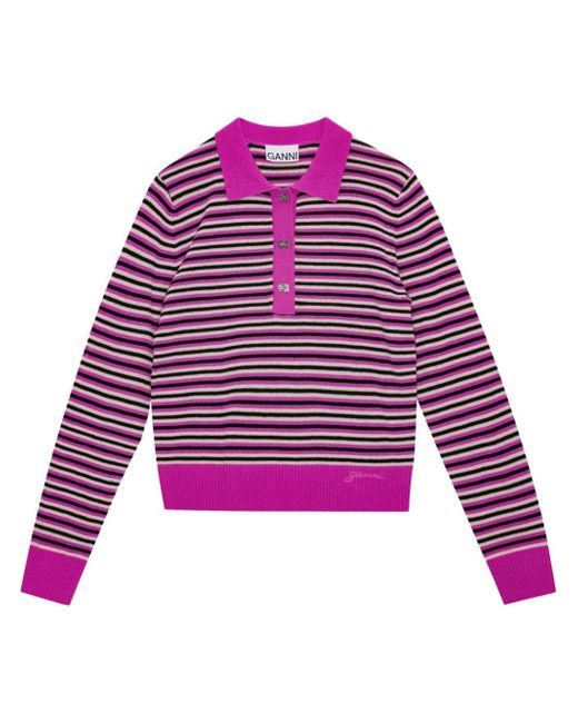Ganni striped wool-blend jumper
