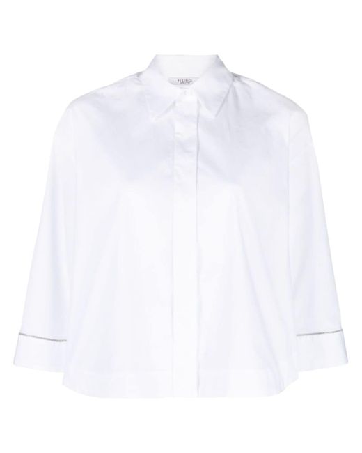 Peserico beaded-trim stretch-cotton shirt