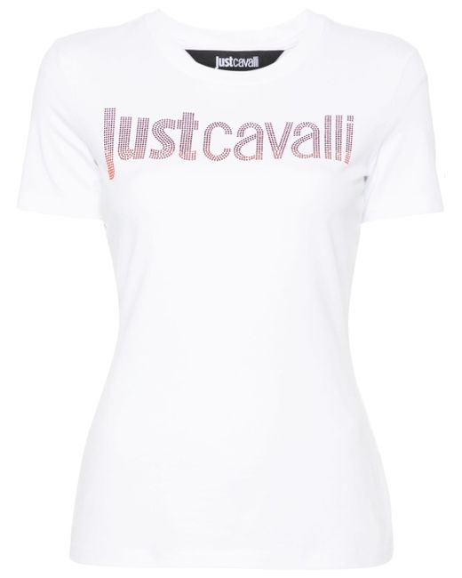 Just Cavalli crystal-embellished logo T-shirt