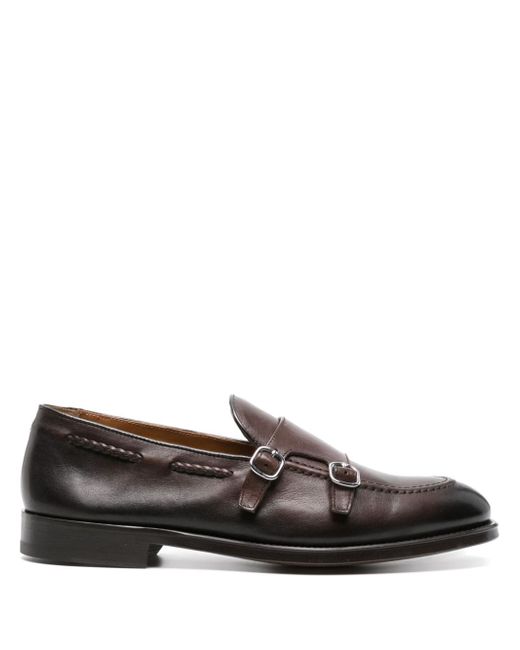 Doucal's double-buckle leather Monk shoes