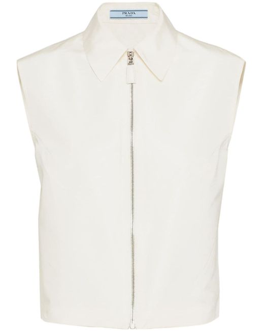 Prada triangle-logo sleeveless faille shirt
