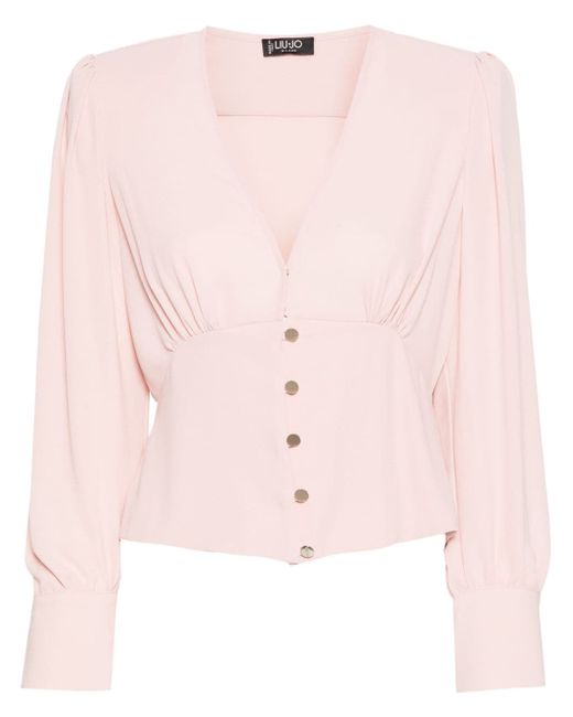 Liu •Jo Georgette gathered-detail blouse