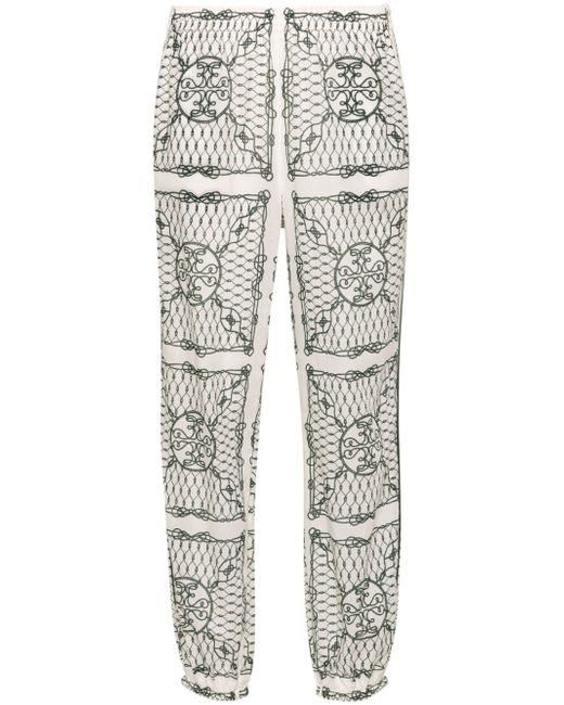 Tory Burch Knot-print tapered-leg trousers