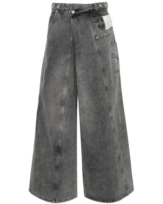 Feng Chen Wang asymmetric panelled wide-leg jeans