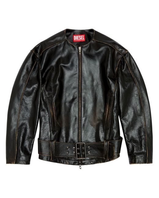 Diesel L-Margy collarless leather jacket