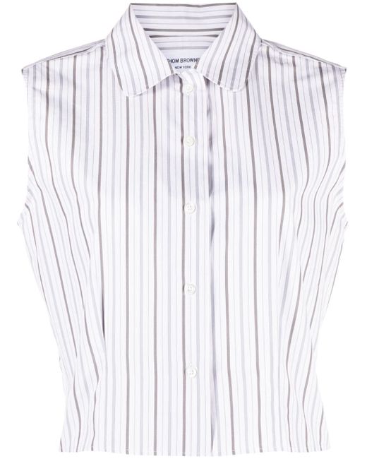 Thom Browne striped sleeveless poplin shirt