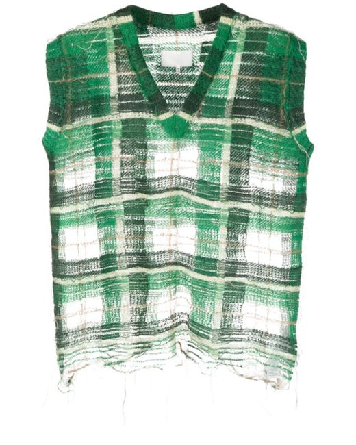 Maison Margiela distressed checked tank top