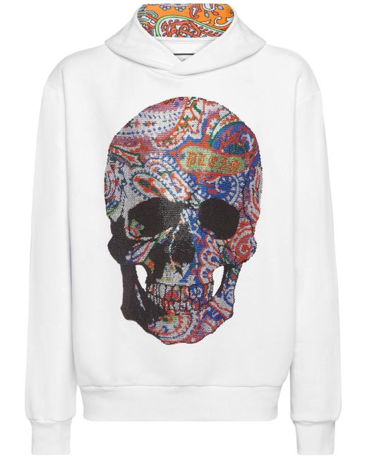 Philipp Plein rhinestone skull-print hoodie