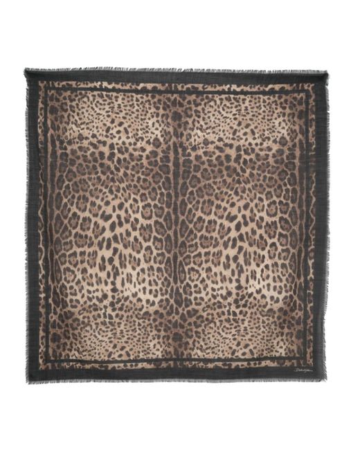 Dolce & Gabbana leopard-print frayed scarf