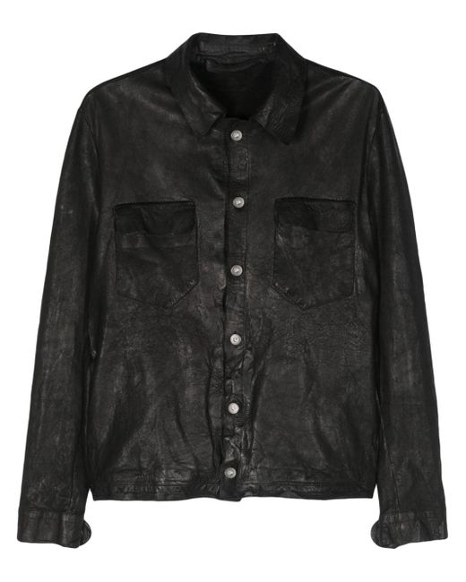 Salvatore Santoro wrinkled-effect leather shirt jacket