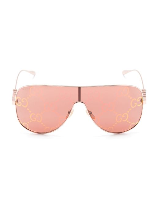 Gucci logo-lettering mask-frame sunglasses