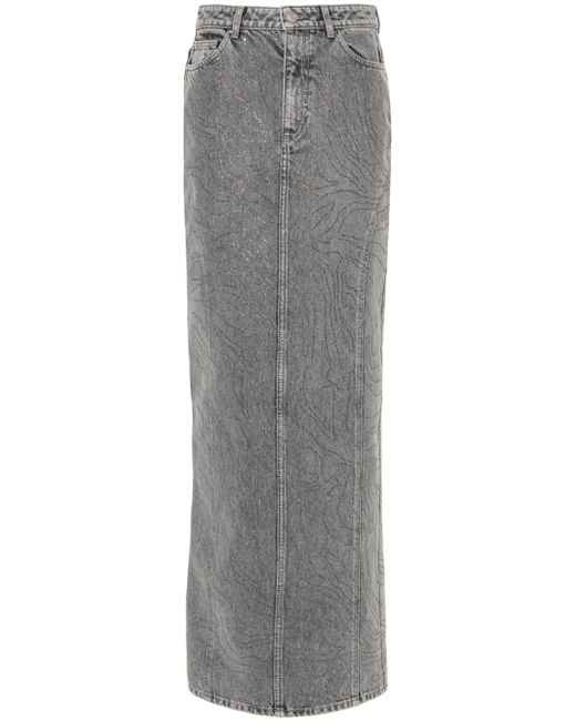 Rotate Birger Christensen crystal-embellished denim maxi skirt
