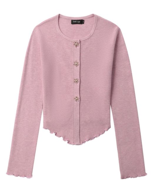 tout a coup floral-buttoned ruffled cardigan