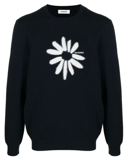 Sandro floral-intarsia fine-knit jumper