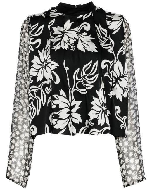 Sacai floral-print long-sleeve blouse