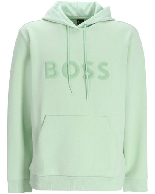 Boss logo-raised drawstring hoodie