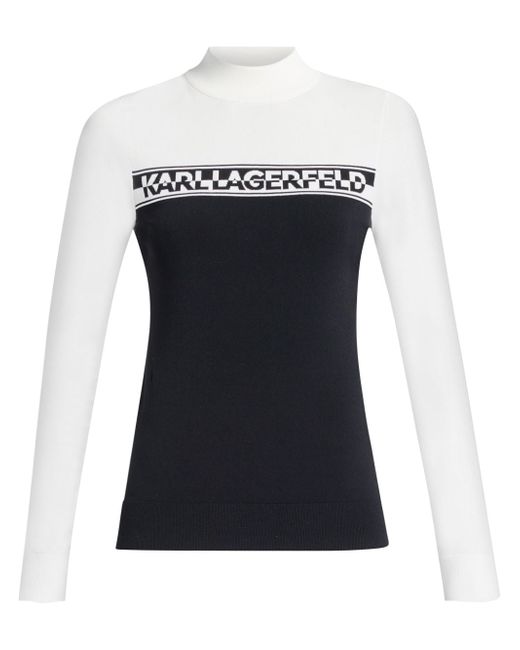 Karl Lagerfeld two-tone logo-intarsia jumper