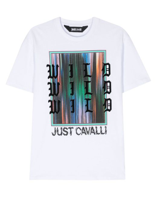 Just Cavalli flocked-slogan T-shirt