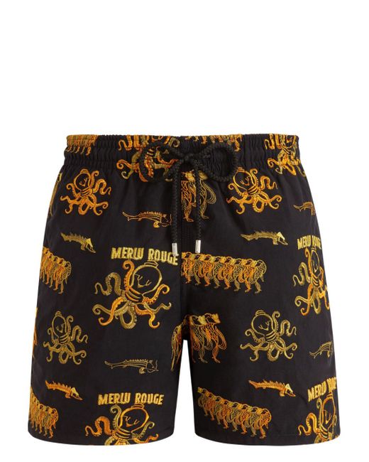 Vilebrequin octopus-embroidered drawstring swim shorts