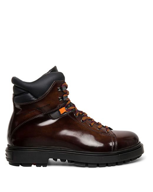 Santoni panelled leather hiking boots