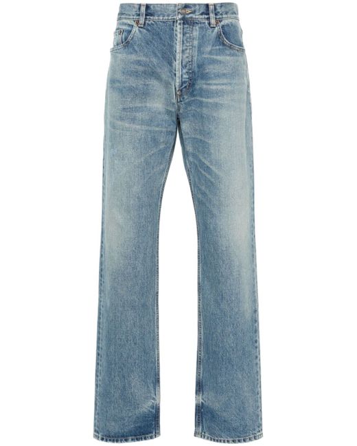 Saint Laurent stonewashed distressed straight jeans