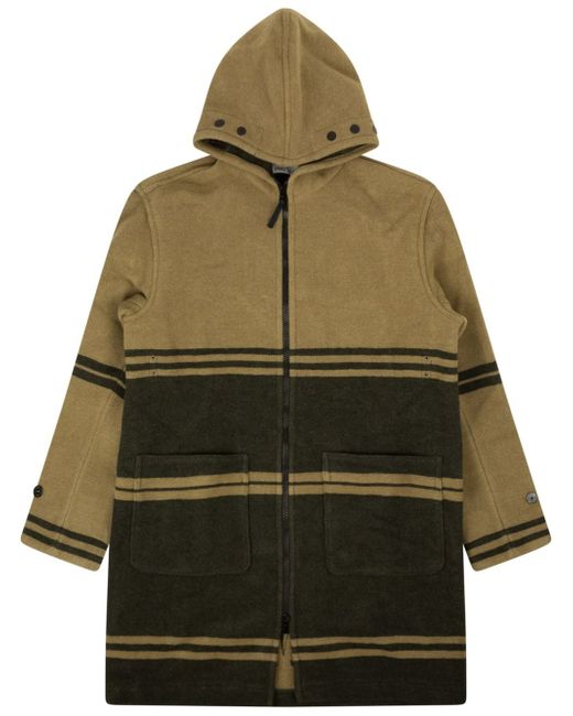 Stone Island wool-blend striped hooded coat