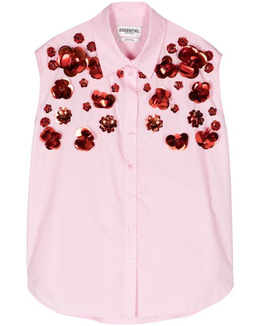 Essentiel Antwerp Fight floral-appliqué cotton shirt