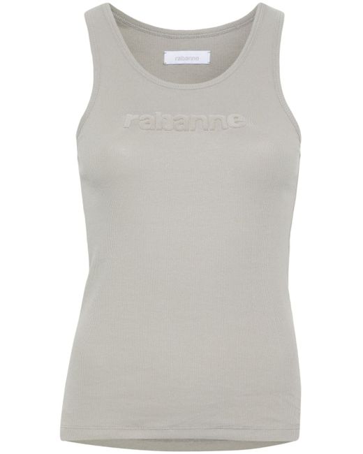Rabanne flocked-logo sleeveless top
