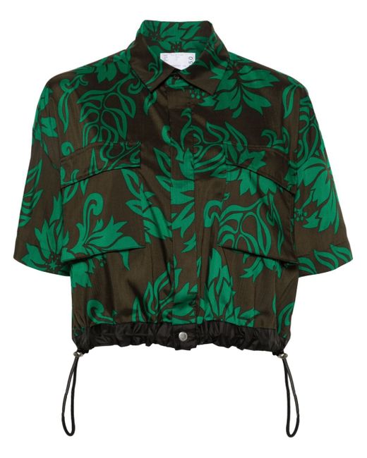 Sacai leaf-print cropped shirt