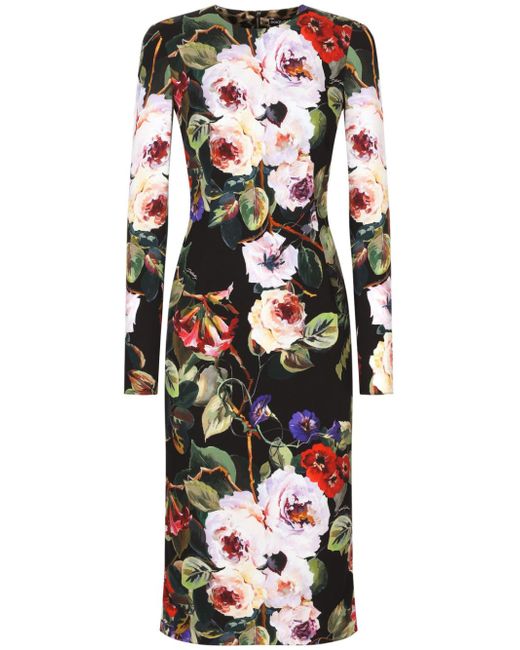 Dolce & Gabbana floral-print long-sleeve midi dress