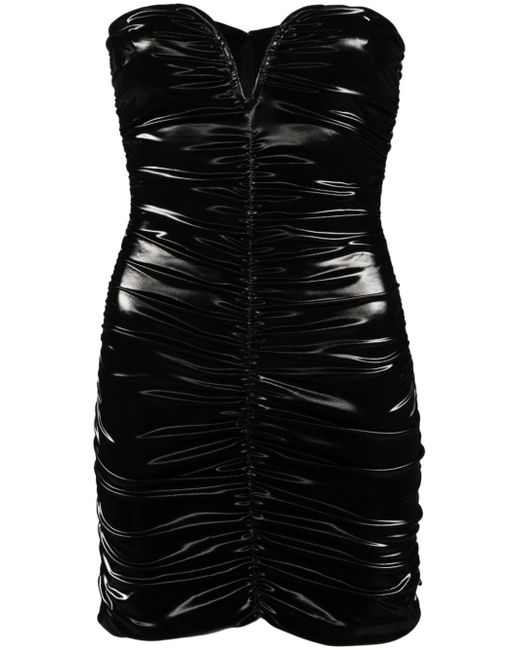 Nissa ruched faux-leather minidress