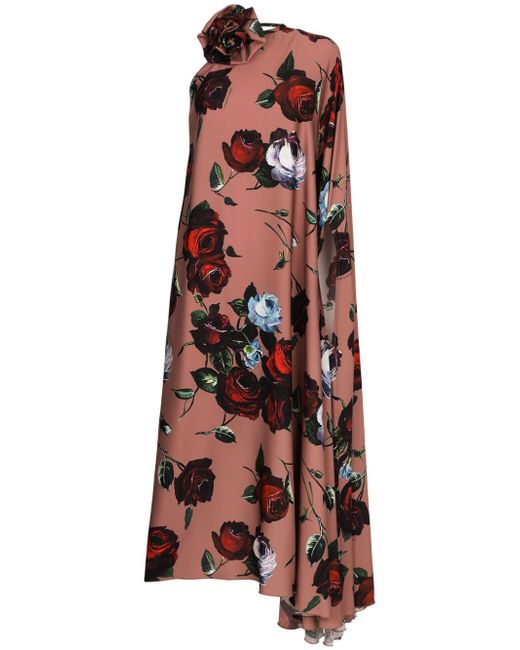 Dolce & Gabbana Rose-print asymmetric dress