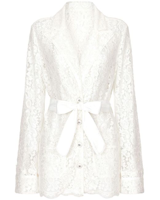 Dolce & Gabbana floral-lace belted shirt