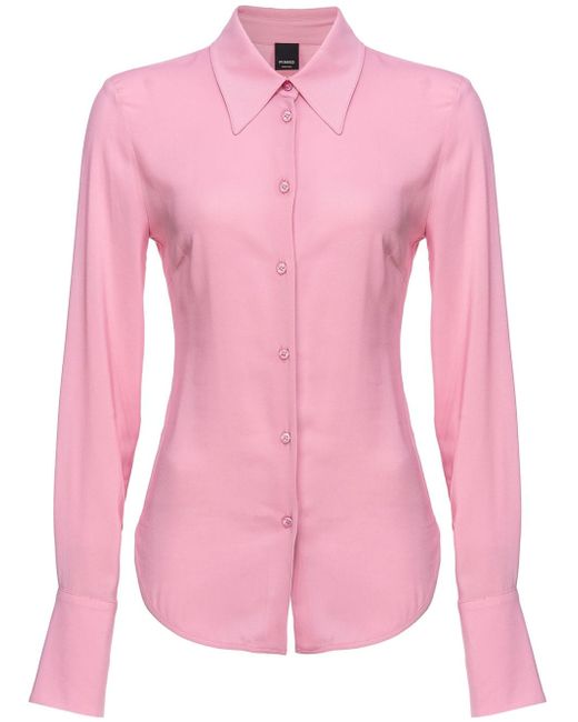 Pinko spread-collar semi-sheer shirt