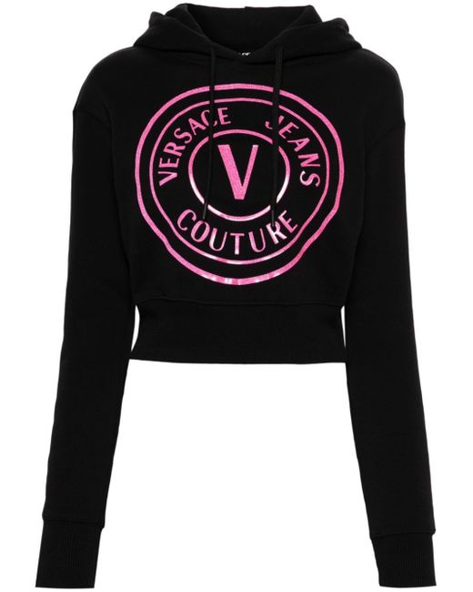 Versace Jeans Couture logo-print cropped hoodie