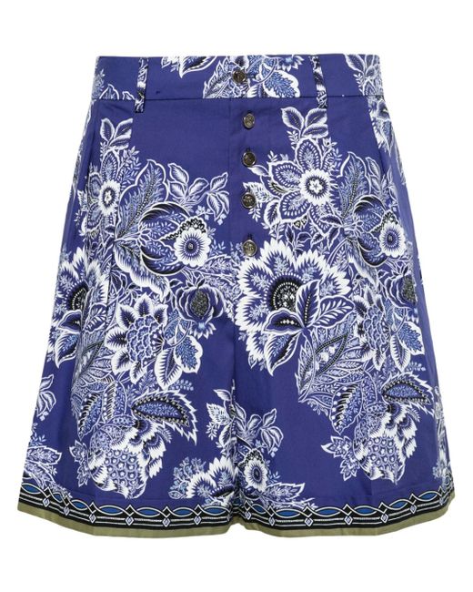 Etro floral-print high-waisted shorts