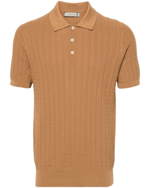 Canali patterned-jacquard polo shirt