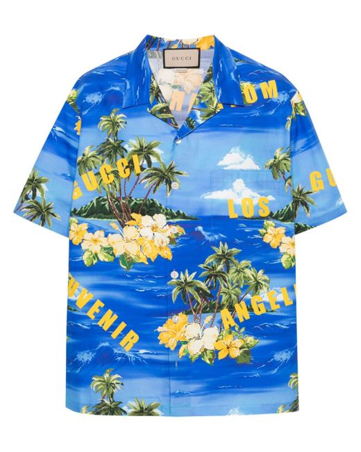 Gucci palm tree-print bowling shirt