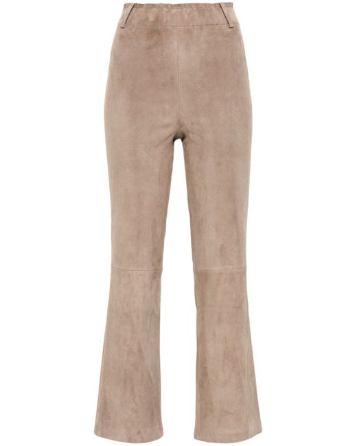 Arma straight-leg cropped leather trousers