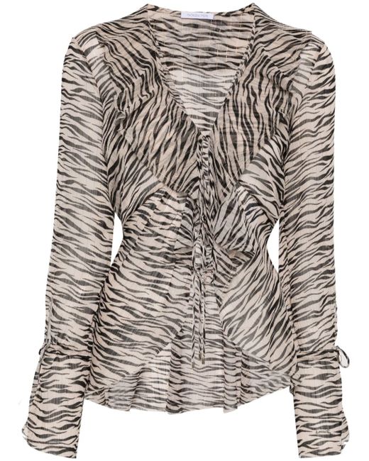 Patrizia Pepe zebra-print sheer blouse