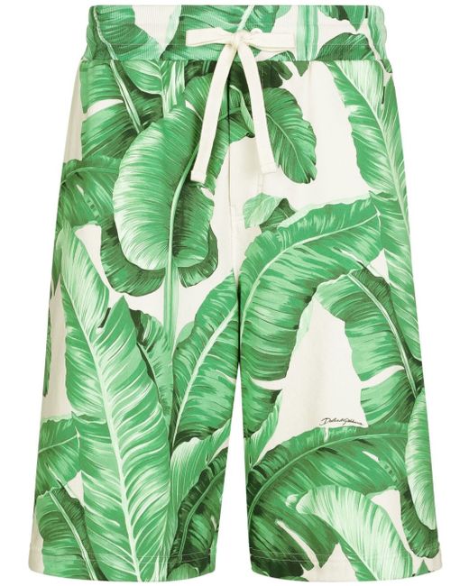 Dolce & Gabbana leaf-print track shorts