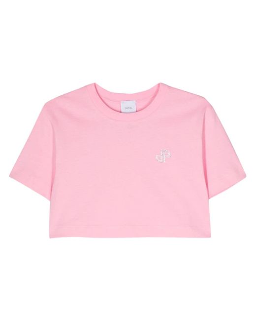 Patou logo-embellished cotton cropped T-shirt