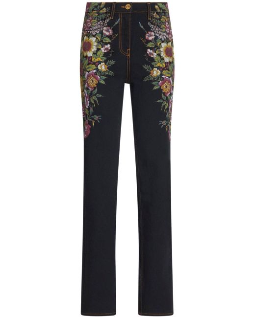 Etro floral-jacquard tapered jeans